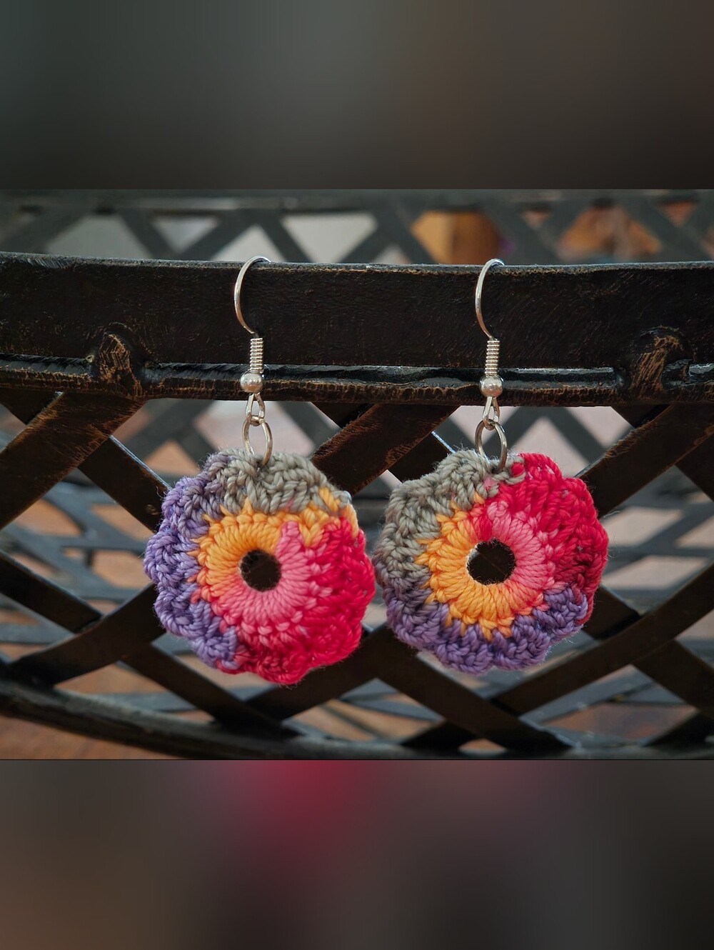 Hand Crafted Multicolor Crochet Earrings
